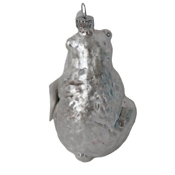 2 Vintage Glass Christmas Tree Ornaments  Santa with Bottle Brush Tree & Polar - Picture 5 of 6